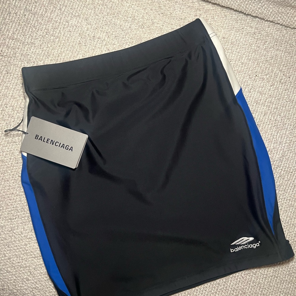Balenciaga Black Skirt with Blue and White Side Panels